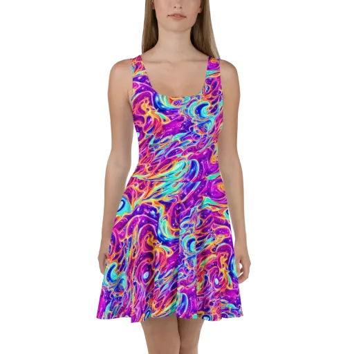 Fuchsia Fury on a Skater Dress