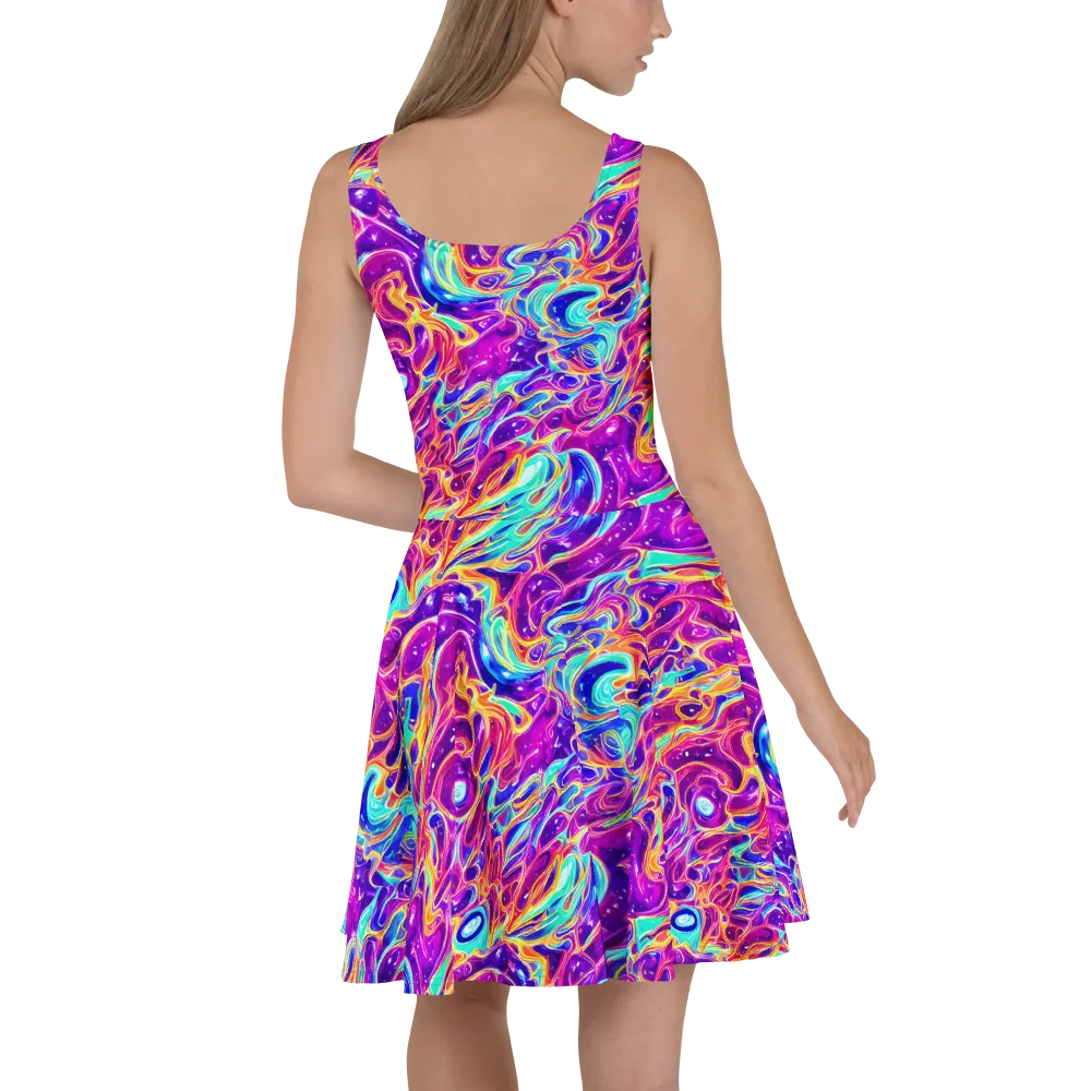 Fuchsia Fury on Skater Dress — Back