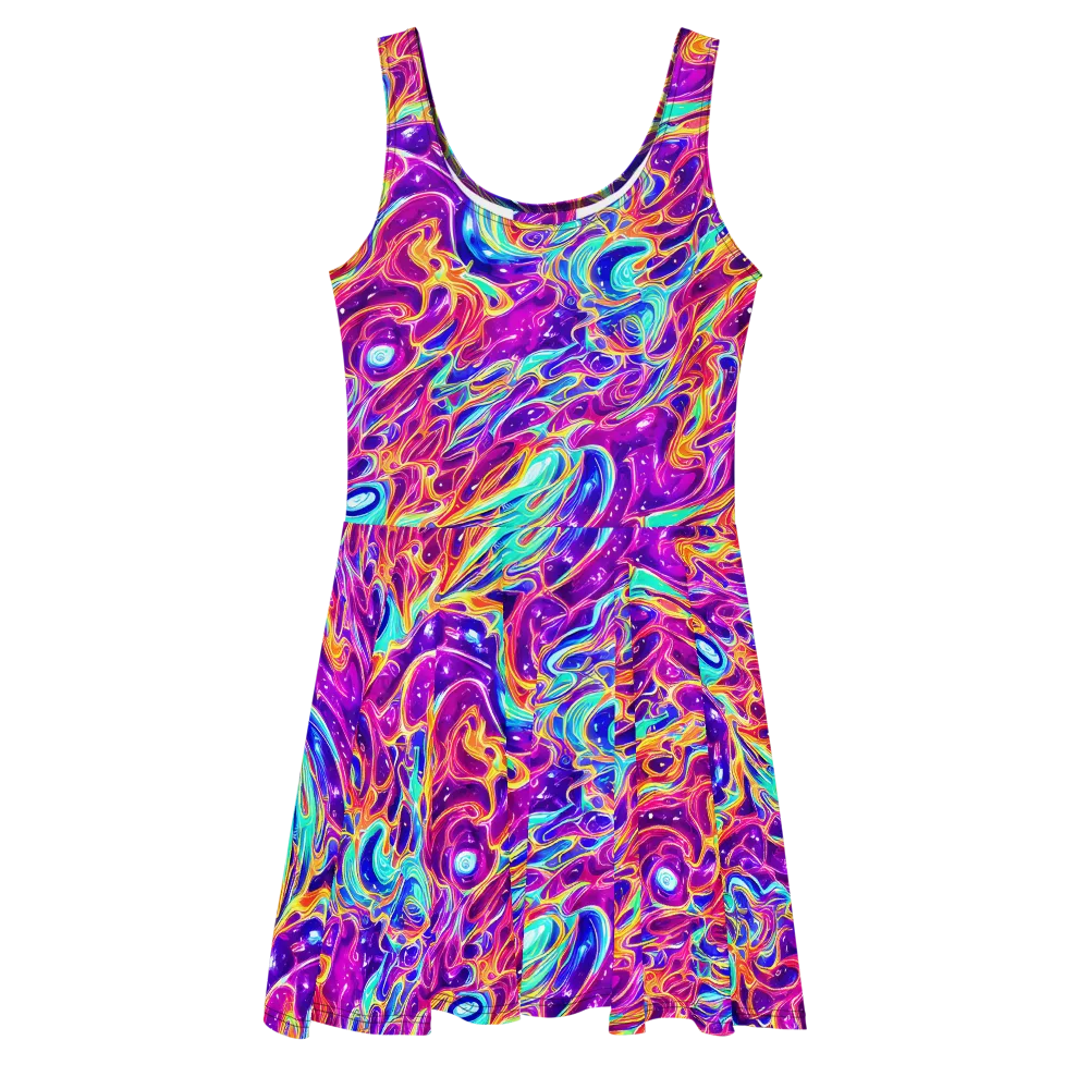 Fuchsia Fury on Skater Dress — Front