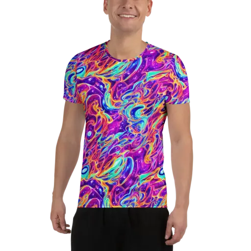 Fuchsia Fury on a Men's Athletic T-Shirt