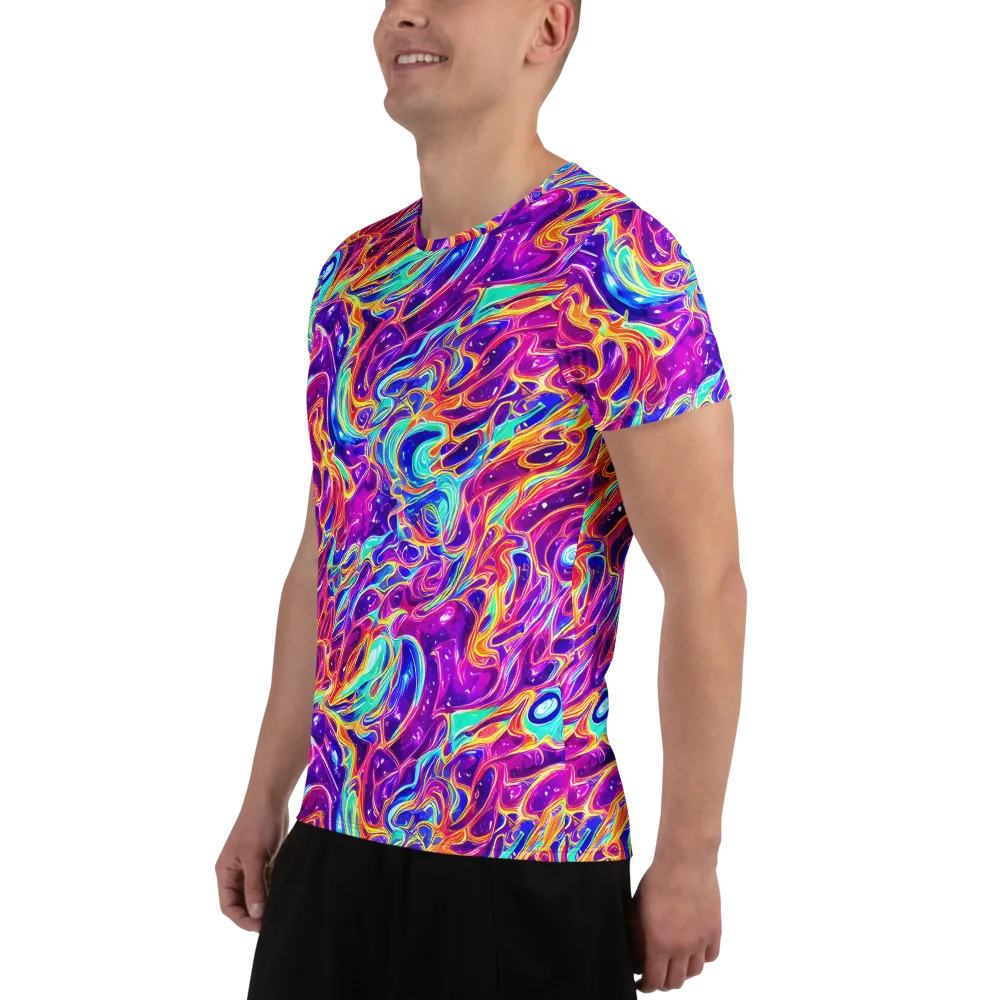 Fuchsia Fury on Men's Athletic T-Shirt — Left