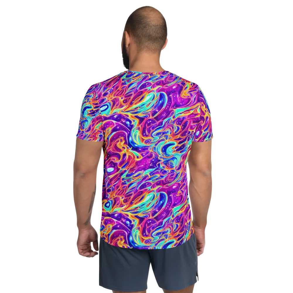 Fuchsia Fury on Men's Athletic T-Shirt — Back