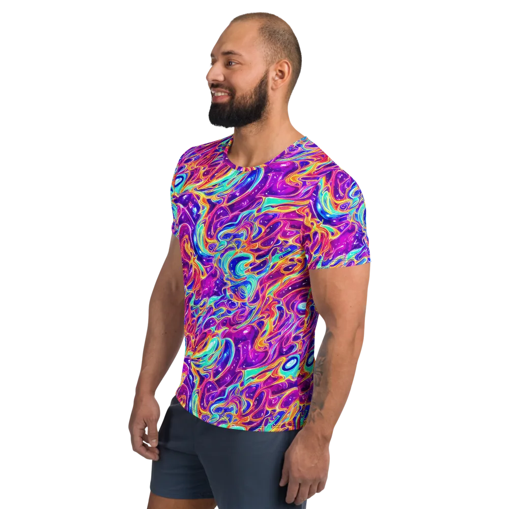 Fuchsia Fury on Men's Athletic T-Shirt — Left