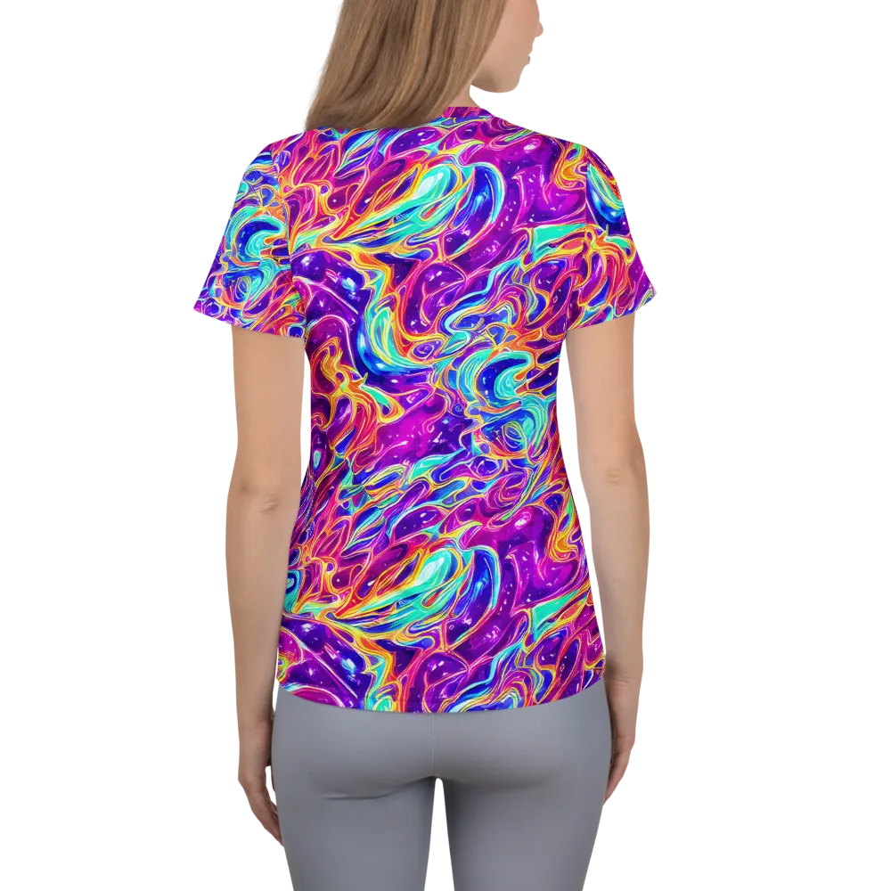 Fuchsia Fury on Women's Athletic T-Shirt — Back