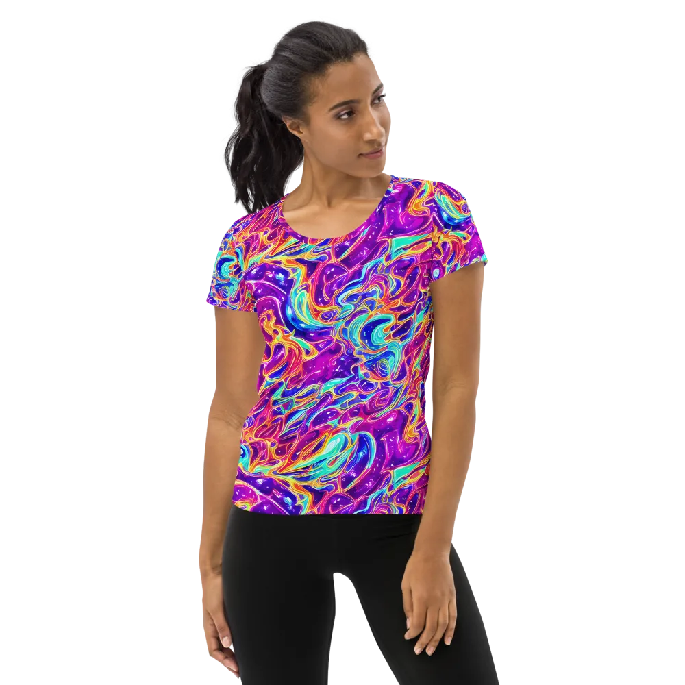 Fuchsia Fury on Women's Athletic T-Shirt — Front