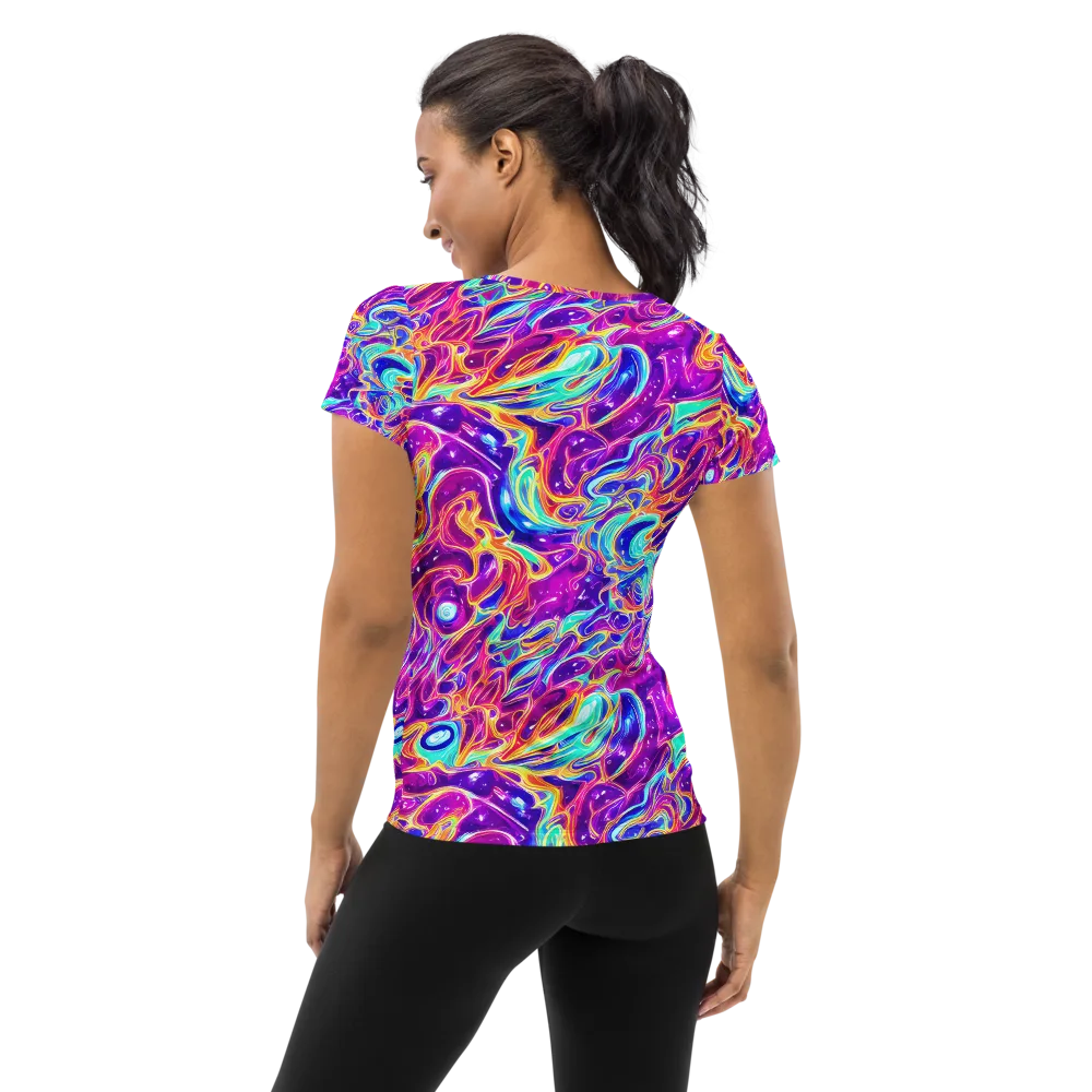 Fuchsia Fury on Women's Athletic T-Shirt — Back