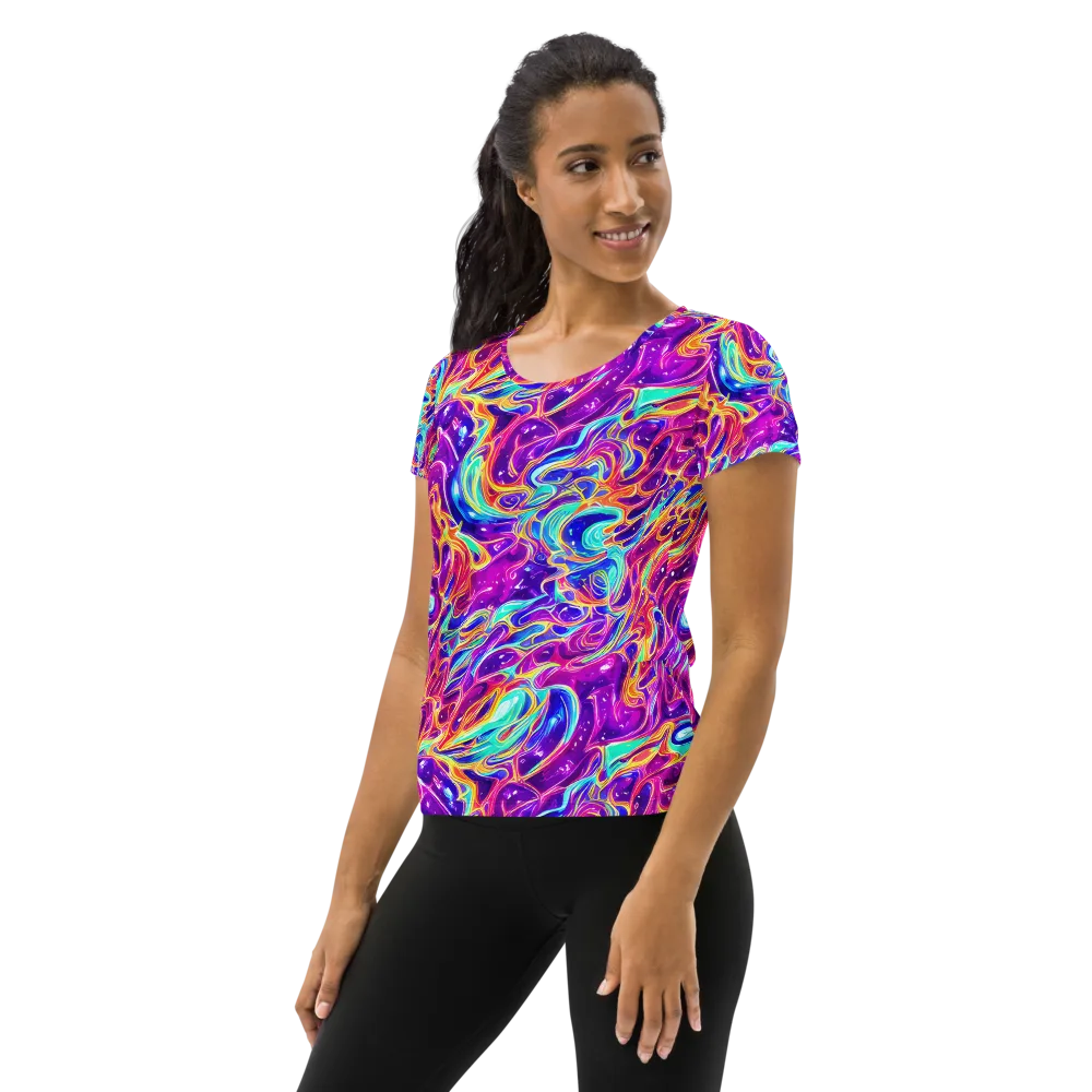 Fuchsia Fury on Women's Athletic T-Shirt — Left
