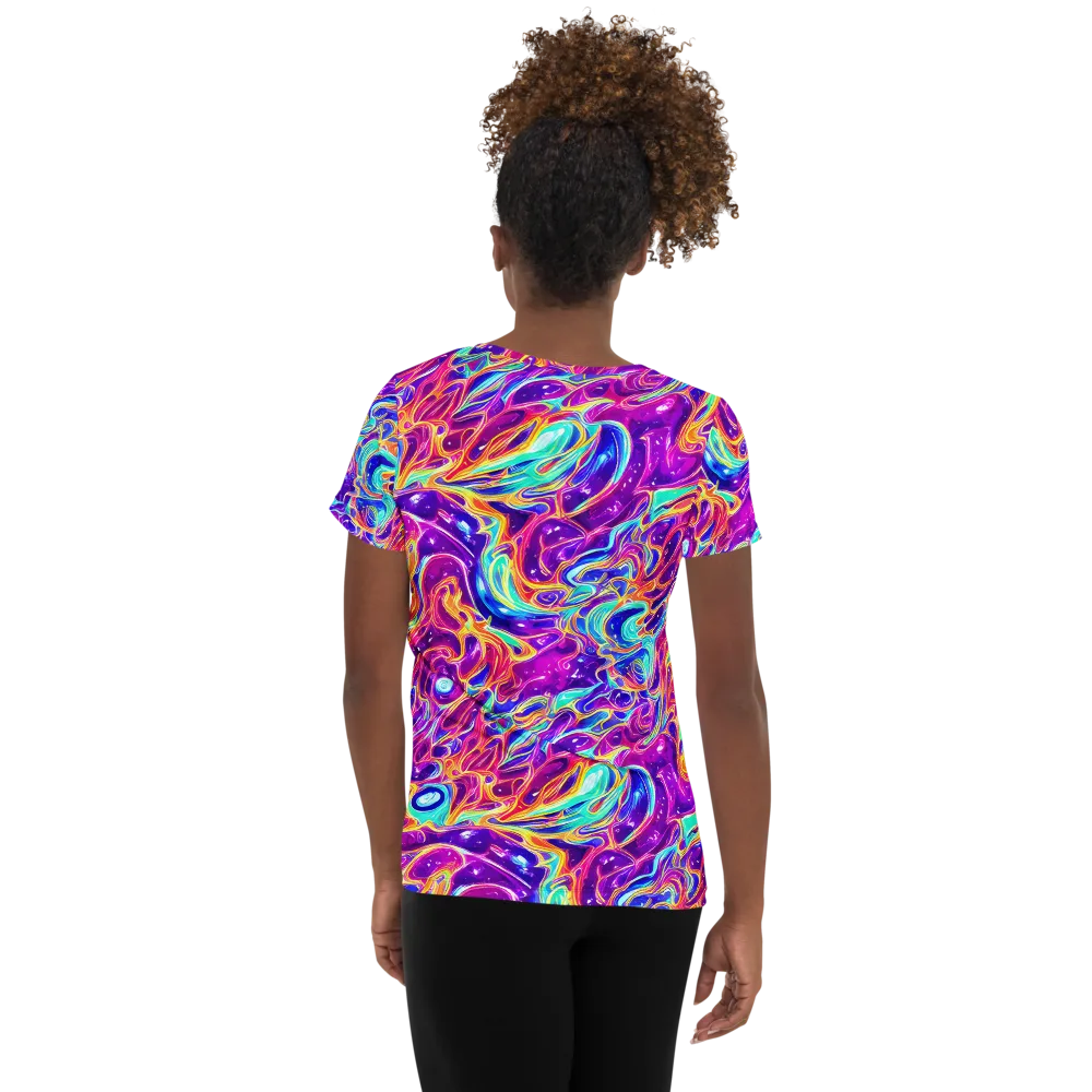 Fuchsia Fury on Women's Athletic T-Shirt — Back