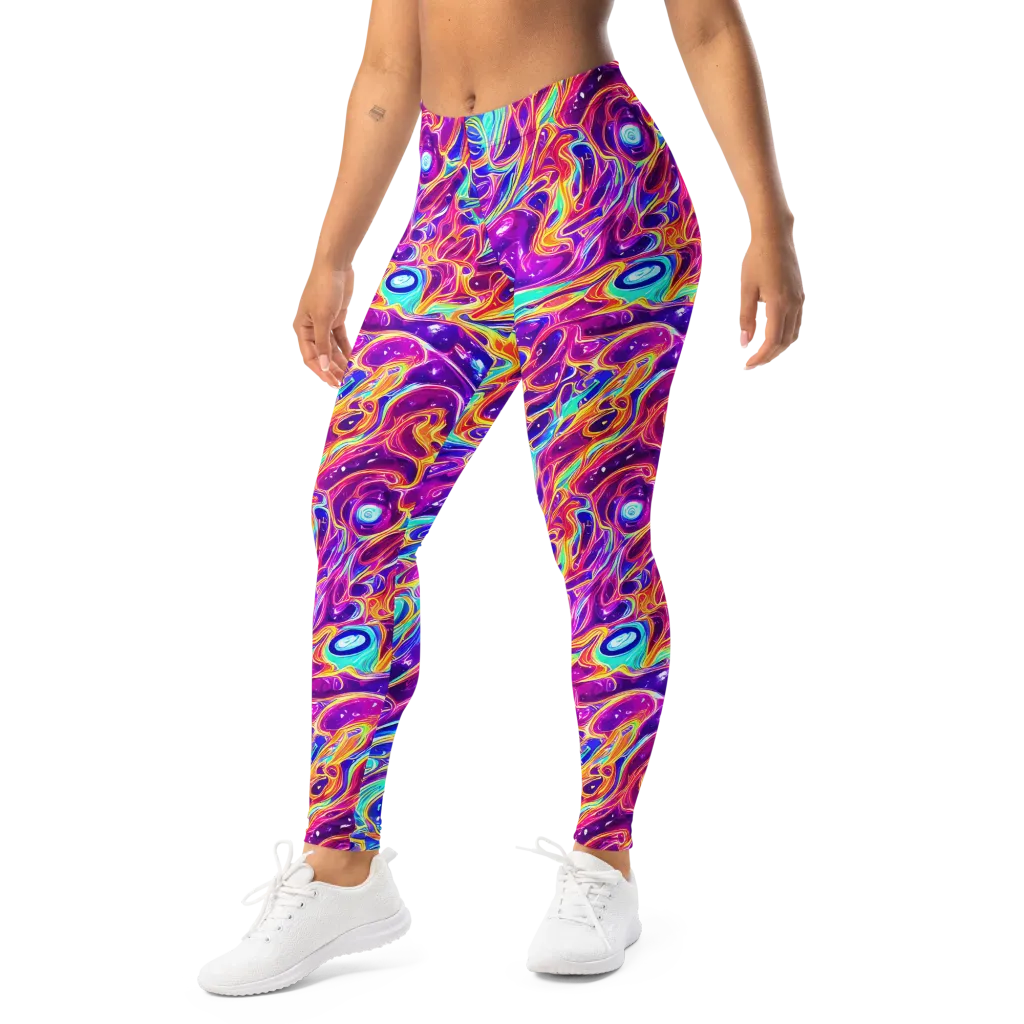 Fuchsia Fury on Leggings — Left Front