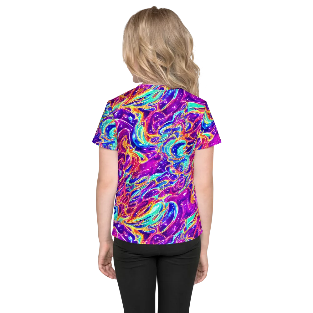 Fuchsia Fury on Kids Crew Neck T-Shirt — Back