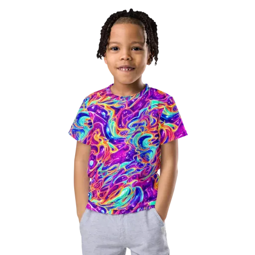 Fuchsia Fury on a Kids Crew Neck T-Shirt