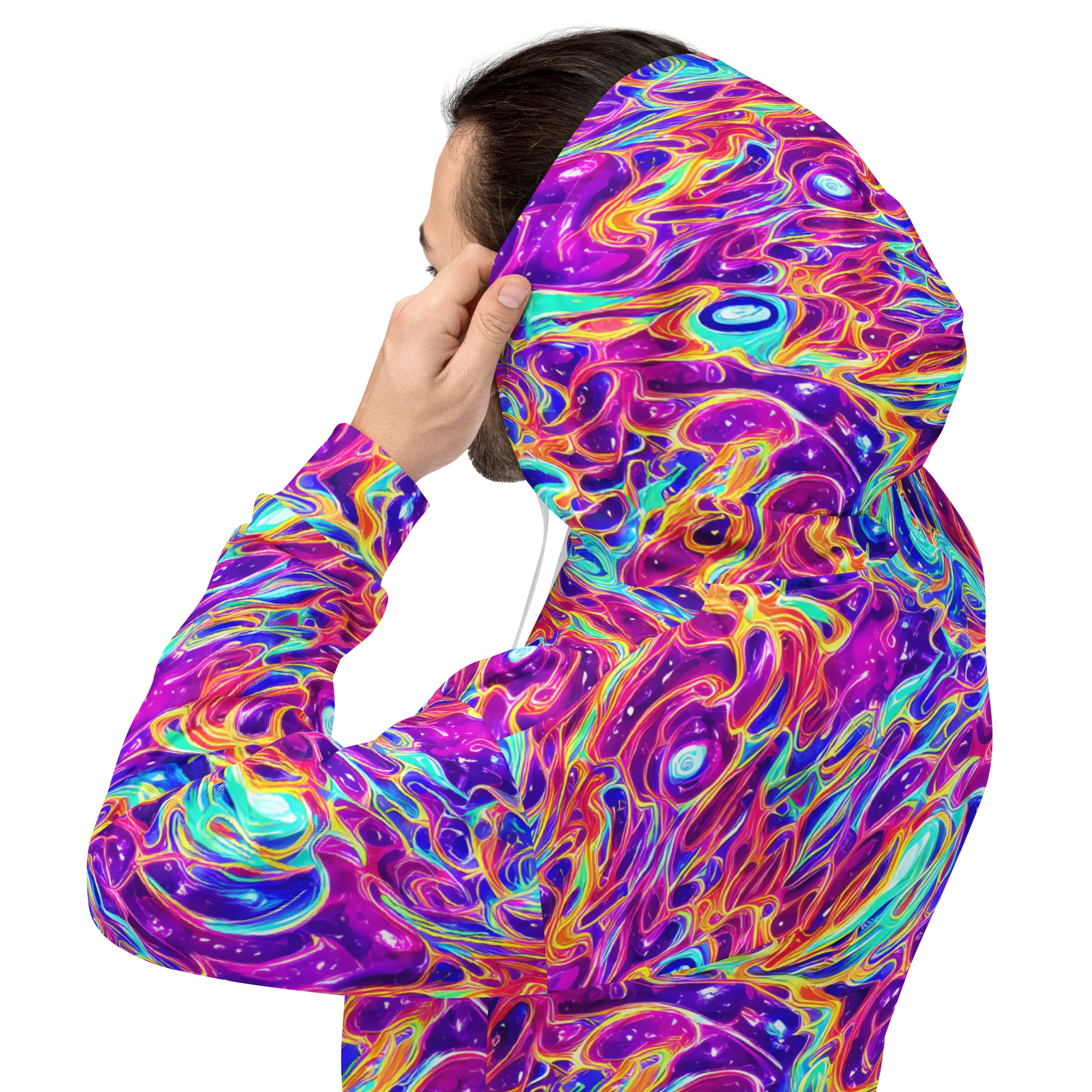 Fuchsia Fury on Hoodie — Back