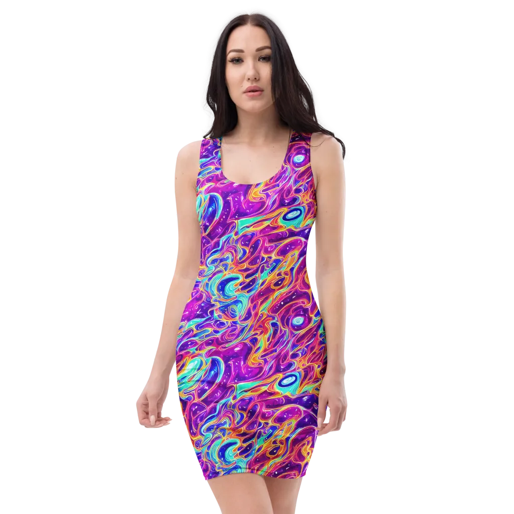Fuchsia Fury on Bodycon Dress — Front