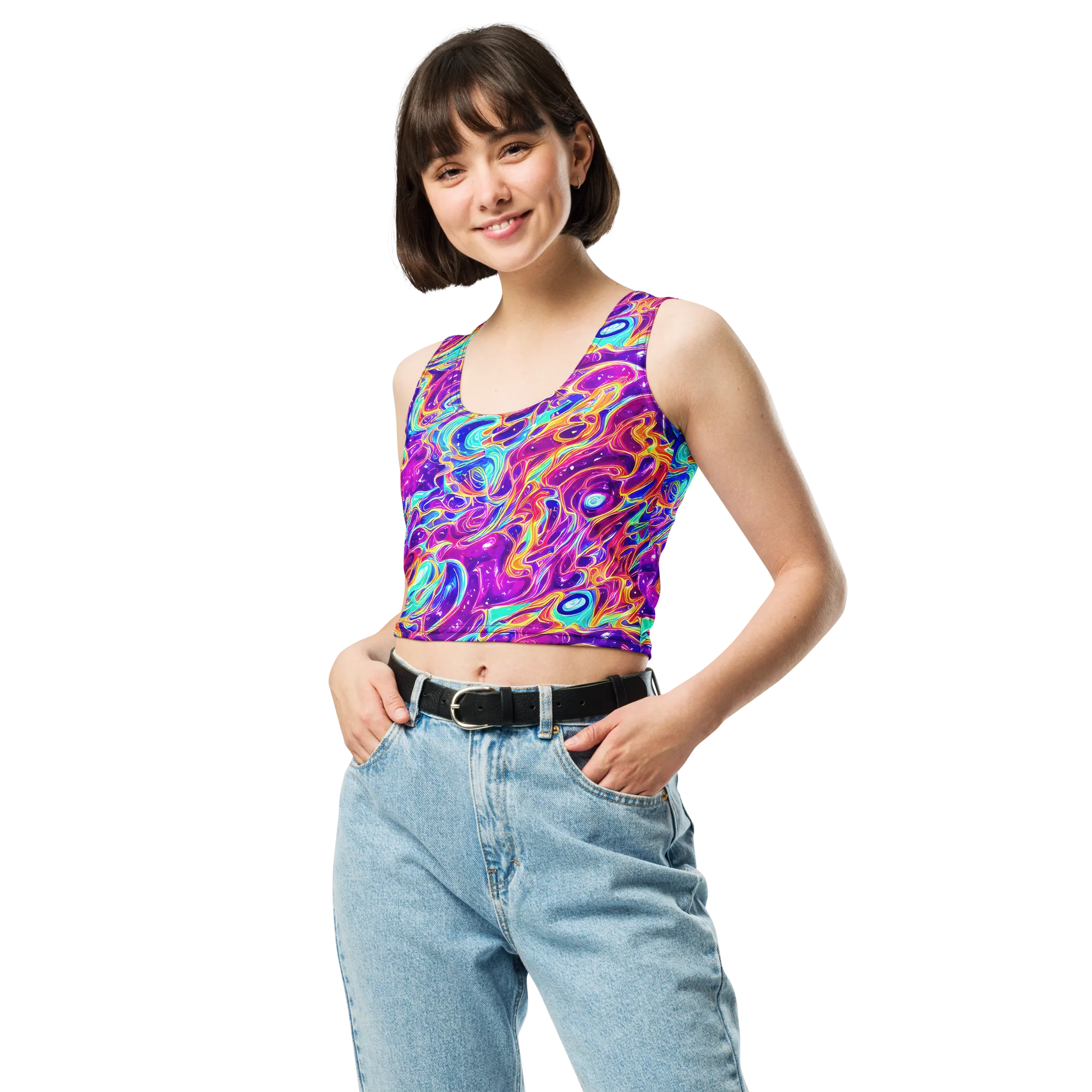 Fuchsia Fury on Crop Top — Front