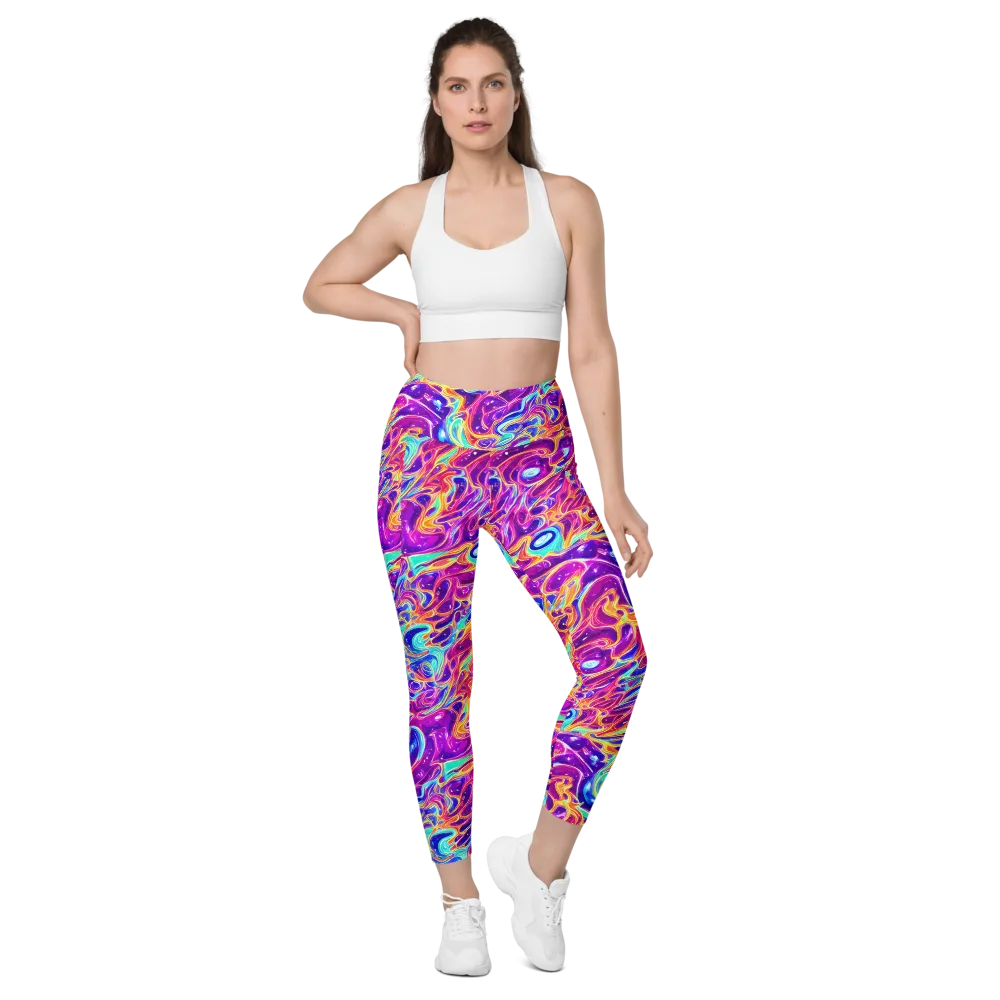 Fuchsia Fury on Leggings with Pockets — Front