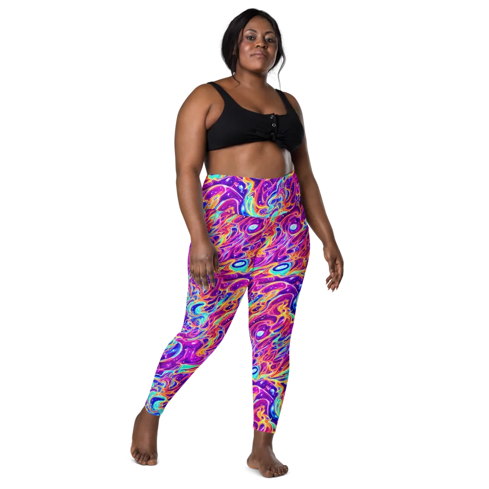 Fuchsia Fury on Leggings with Pockets — Front