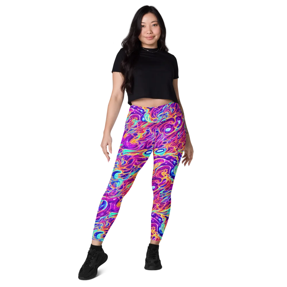 Fuchsia Fury on Leggings with Pockets — Front