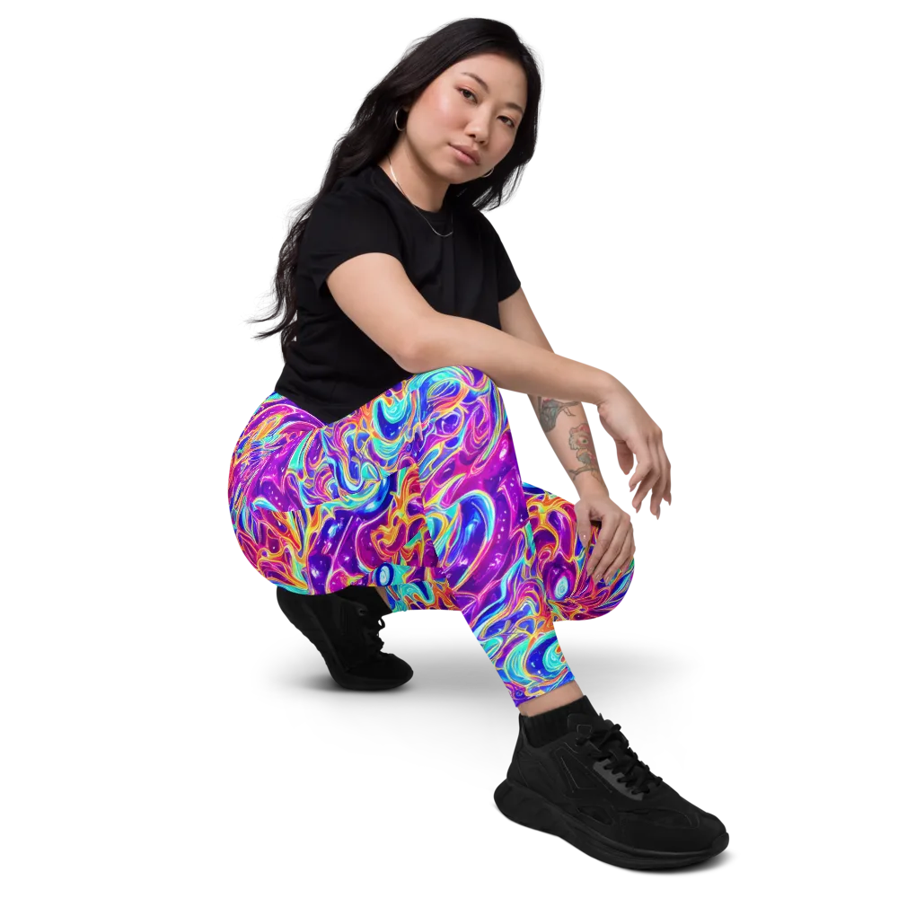 Fuchsia Fury on Leggings with Pockets — Right Front