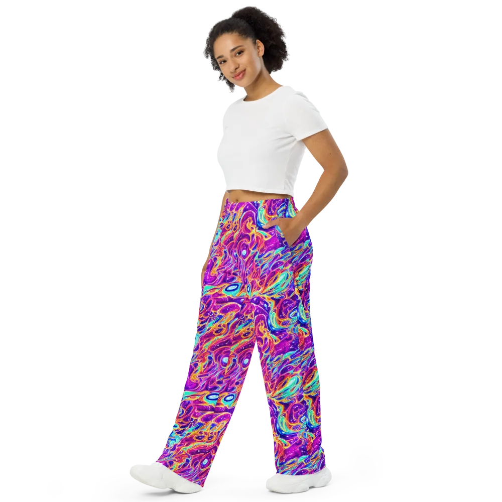 Fuchsia Fury on Wide-Leg Pants — Left Front