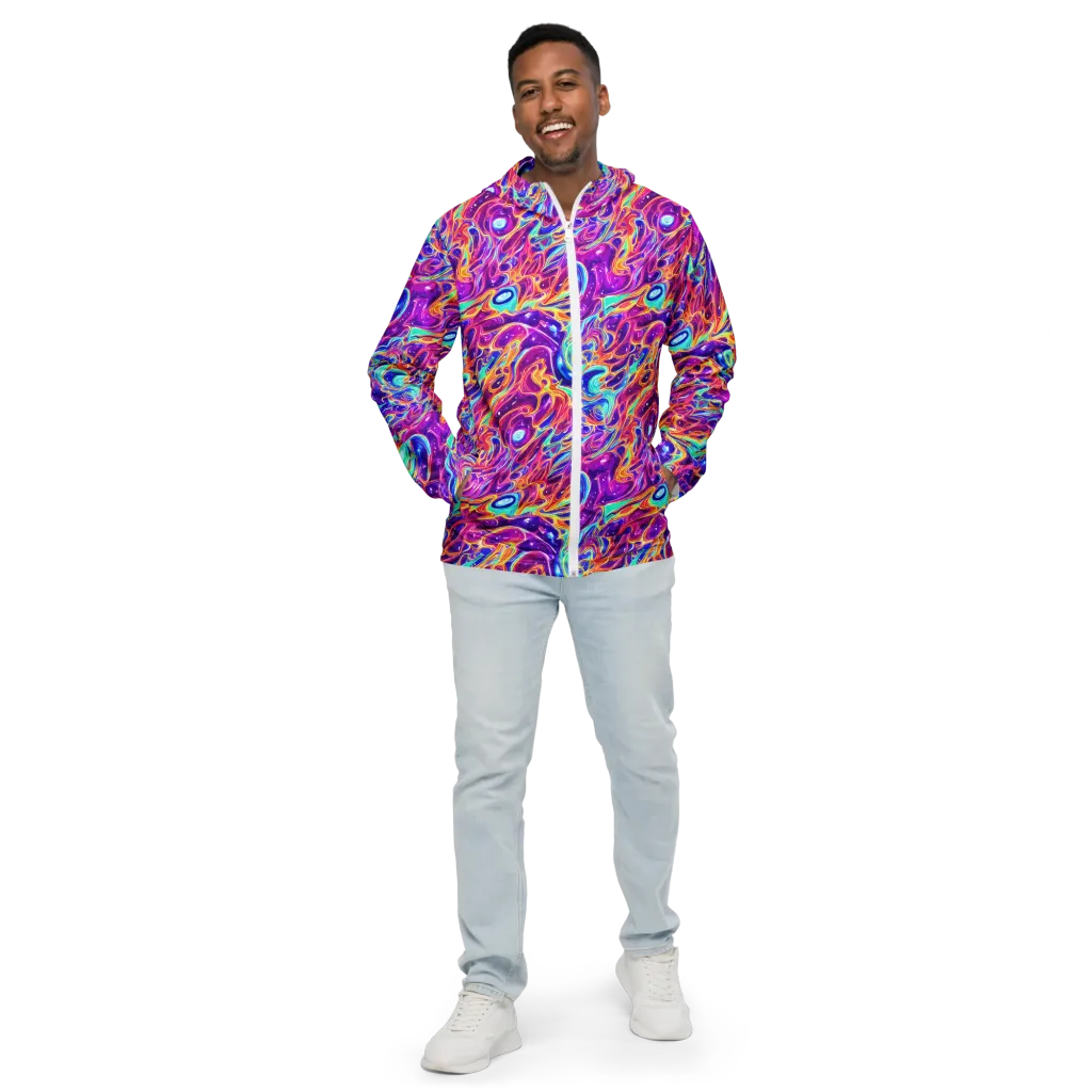 Fuchsia Fury on Men's Windbreaker — Front