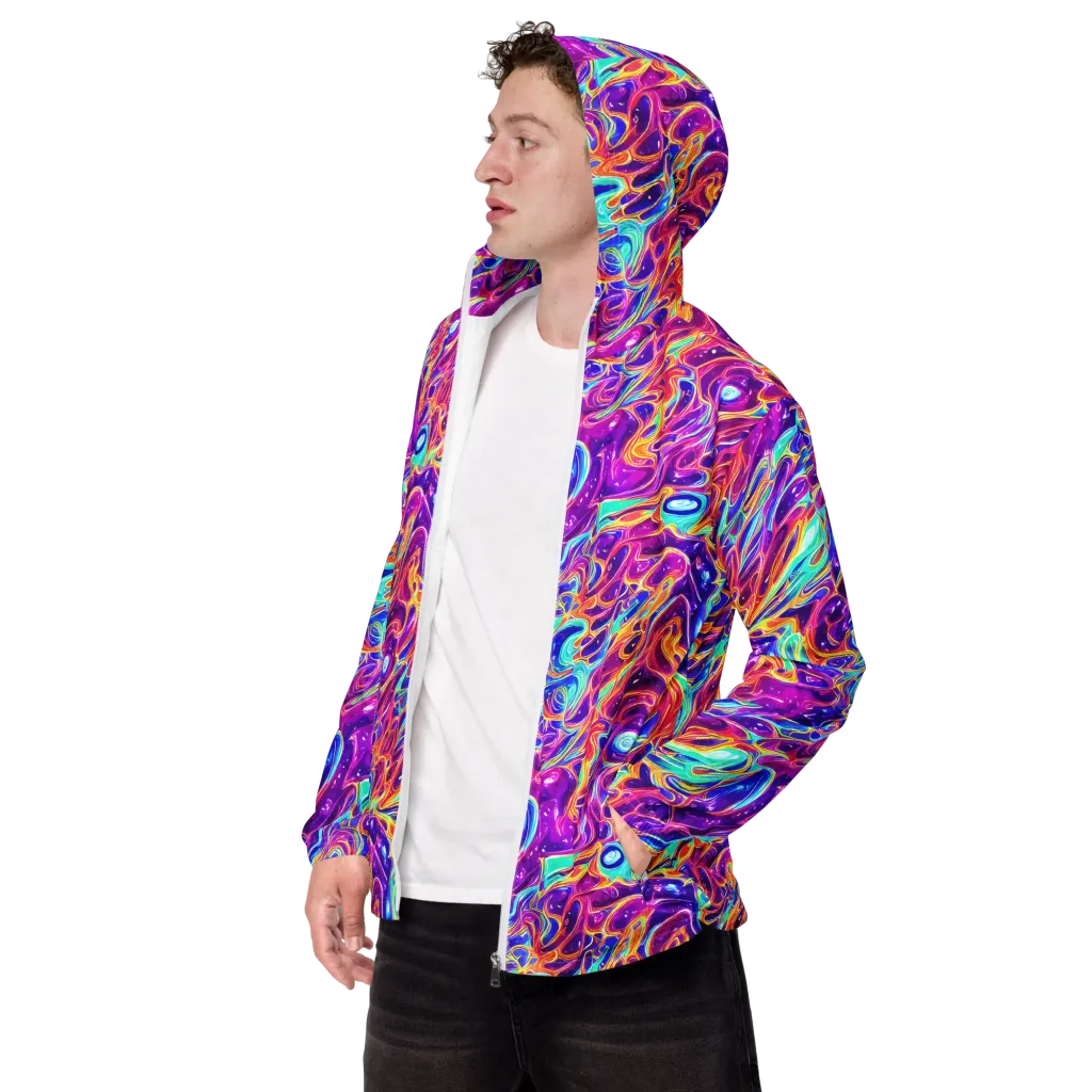 Fuchsia Fury on Men's Windbreaker — Left Front