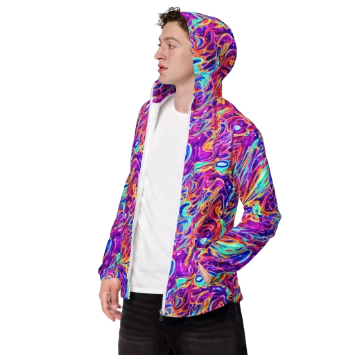 Fuchsia Fury on a Men's Windbreaker