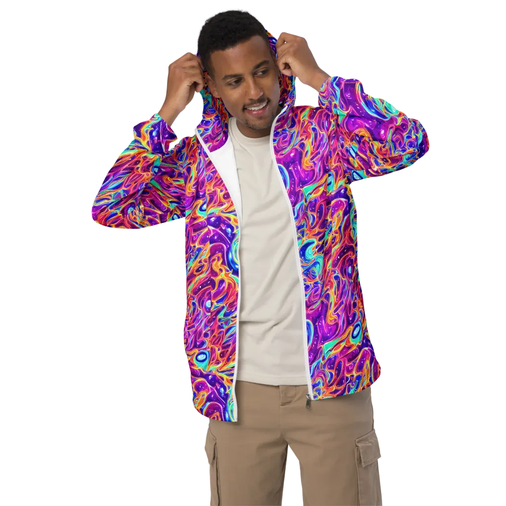 Fuchsia Fury on Men's Windbreaker — Front