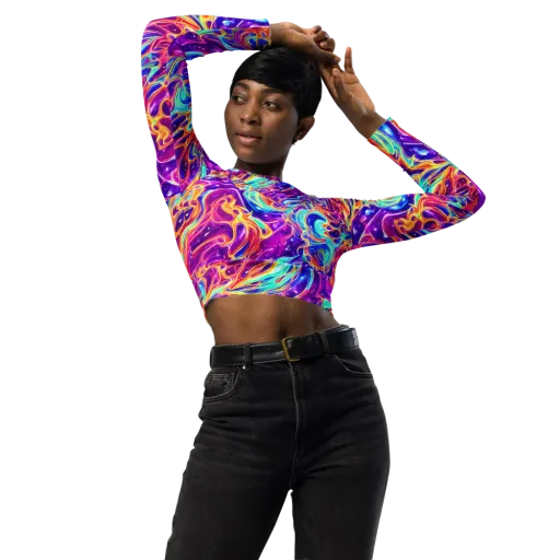 Fuchsia Fury on a Long Sleeve Crop Top