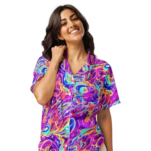 Fuchsia Fury on a Women's Short Sleeve Pajama Top