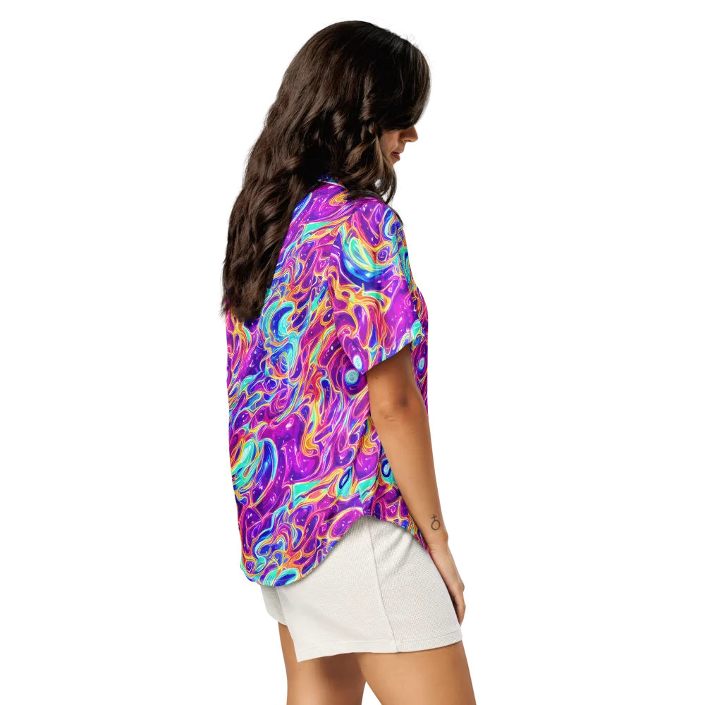 Fuchsia Fury on Women's Short Sleeve Pajama Top — Right Back