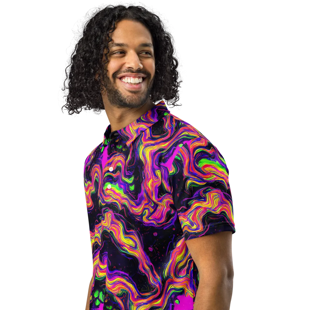 Acidwave on Men's Slim Fit Polo Shirt — Left Front