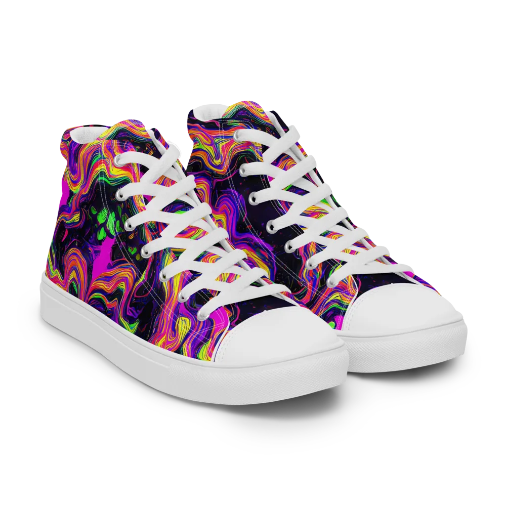 Acidwave on Men's High Top Canvas Shoes — Right Front