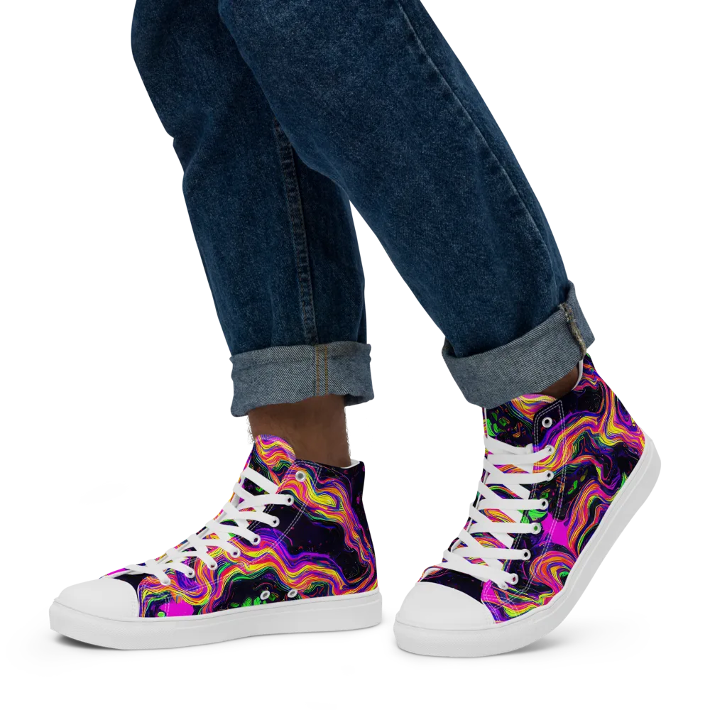 Acidwave on Men's High Top Canvas Shoes — Left