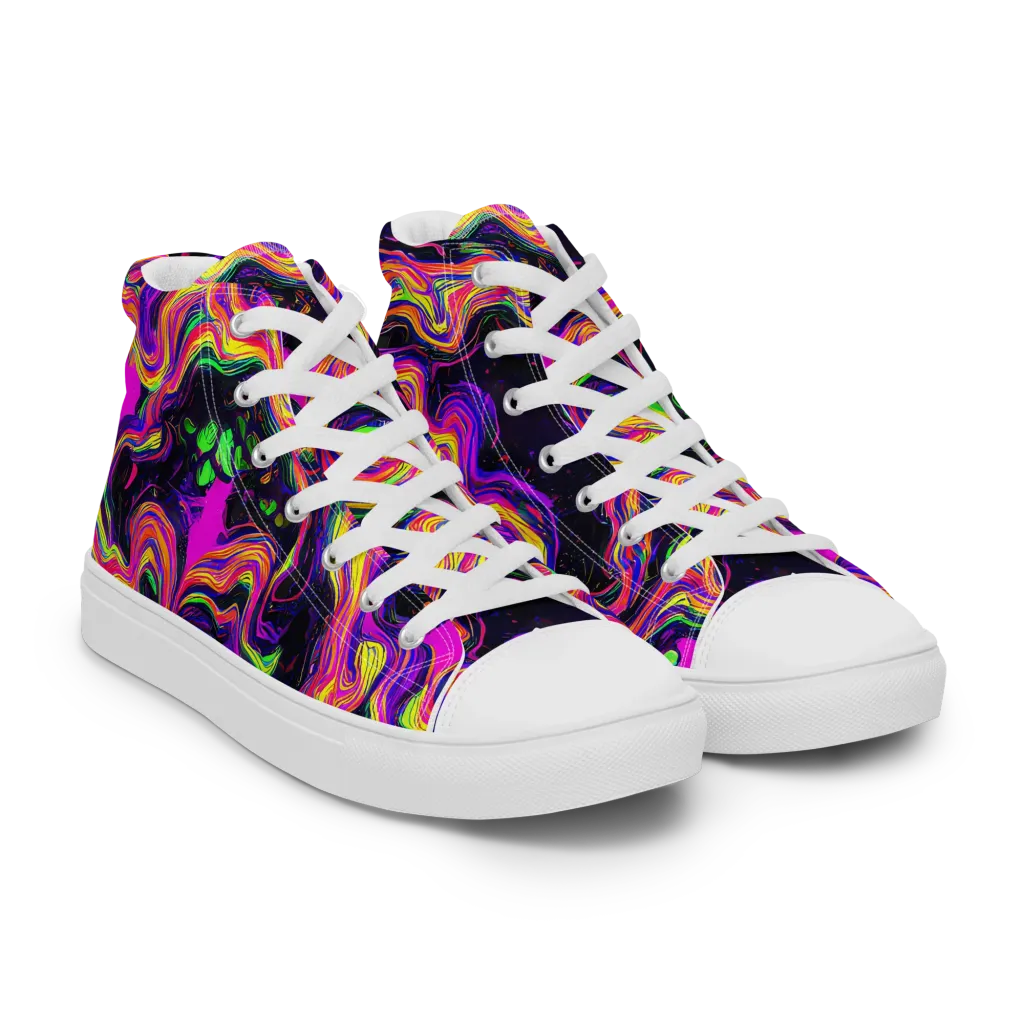Acidwave on Women's High Top Canvas Shoes — Right Front