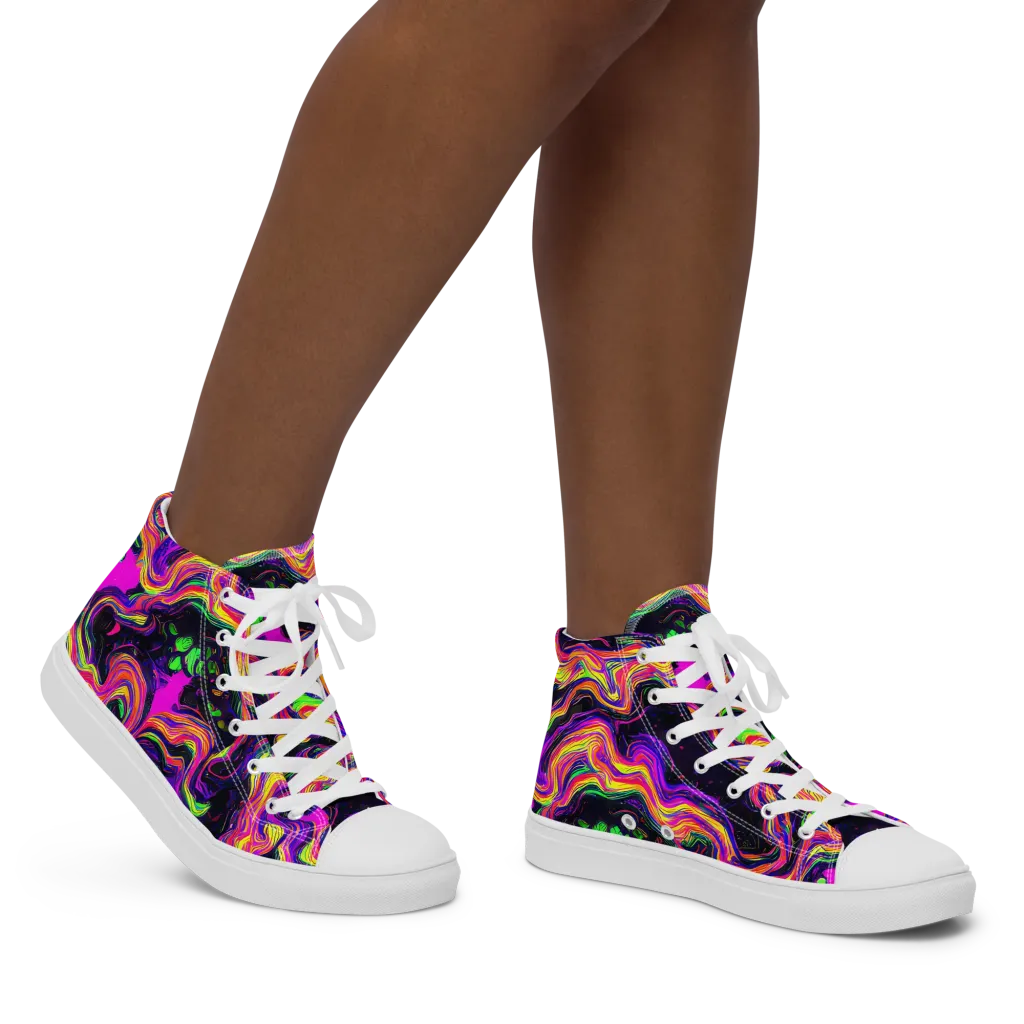 Acidwave on Women's High Top Canvas Shoes — Right