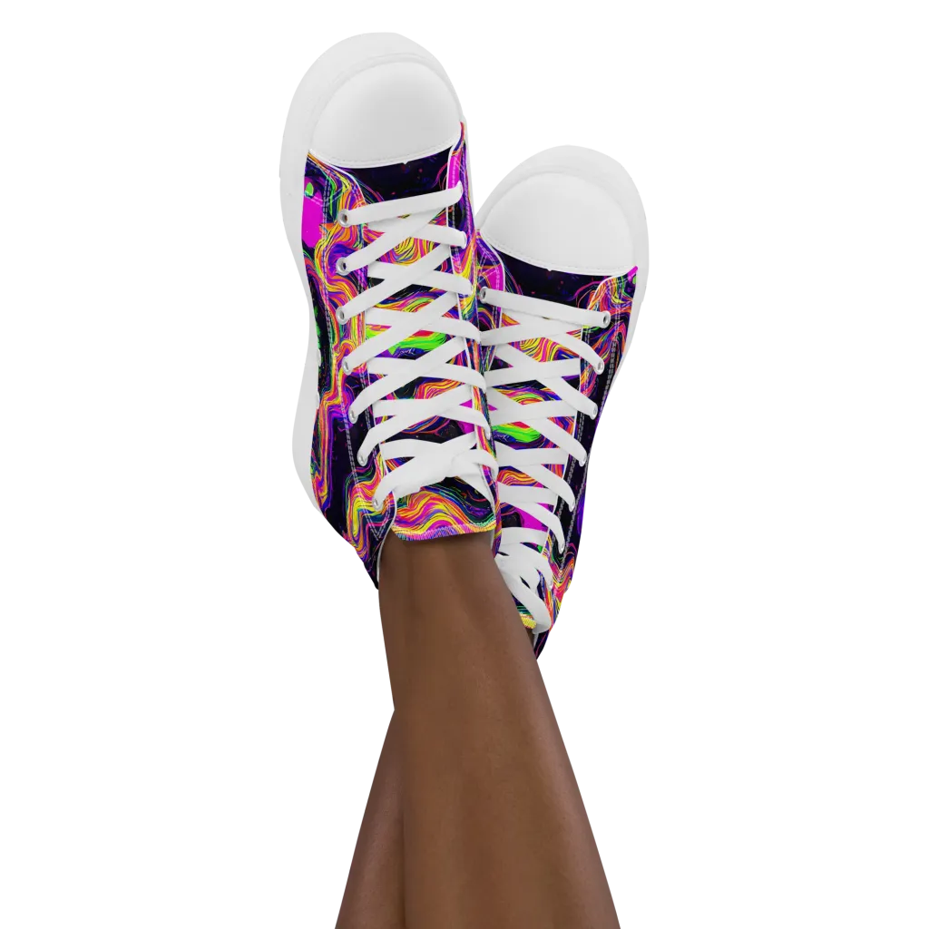 Acidwave on Women's High Top Canvas Shoes — Front