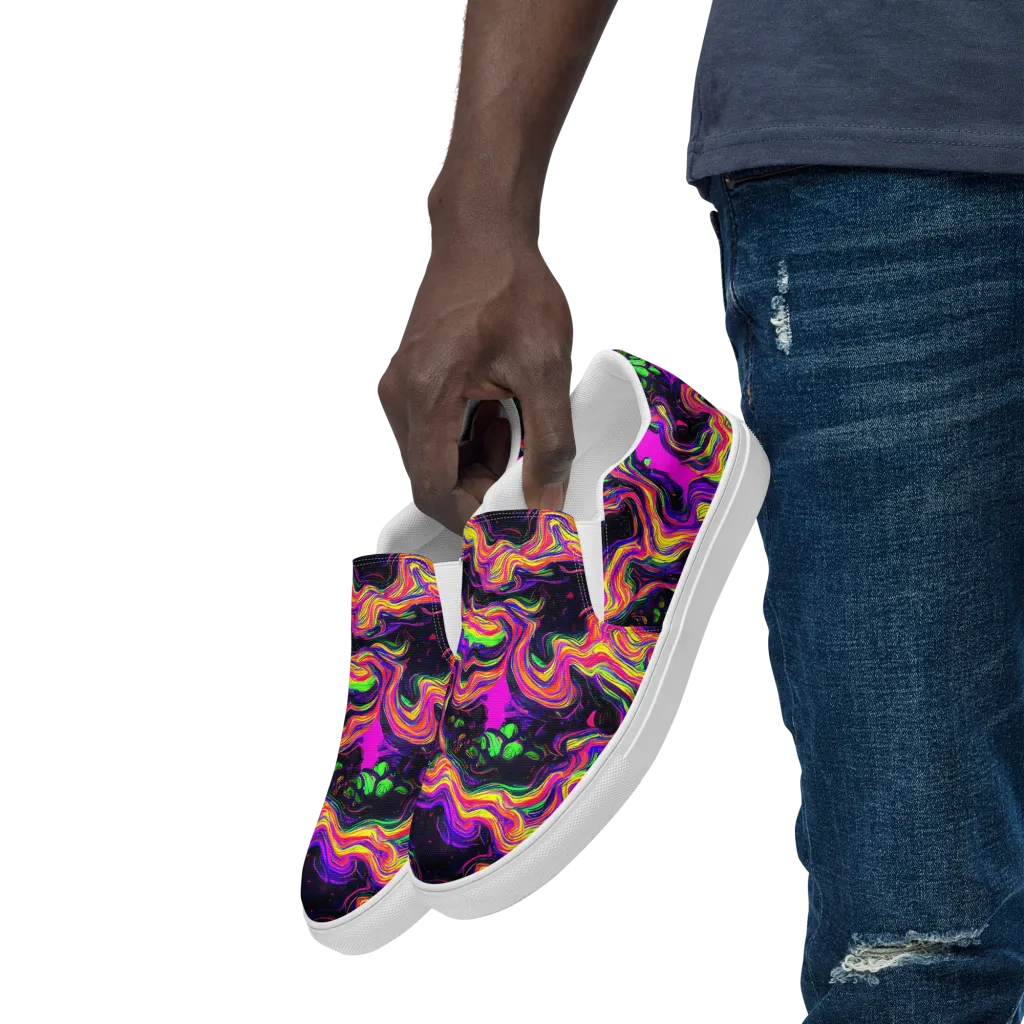 Acidwave on Men's Slip-On Canvas Shoes — Left Front