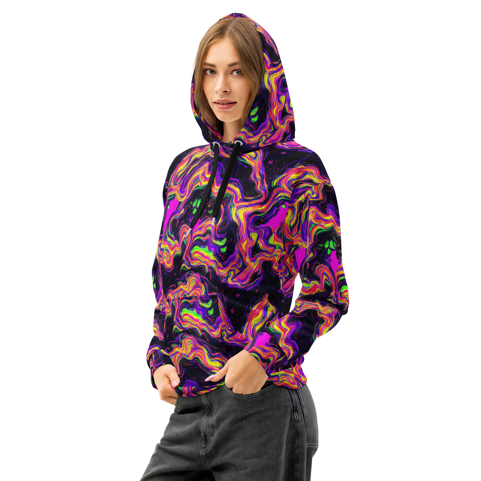 Acidwave on Cotton Hoodie — Left Front