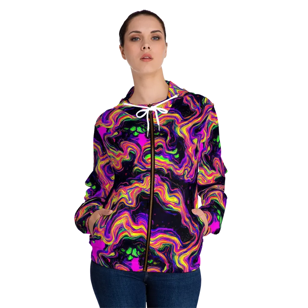 Acidwave on Women's Full-Zip Hoodie — Front On Person