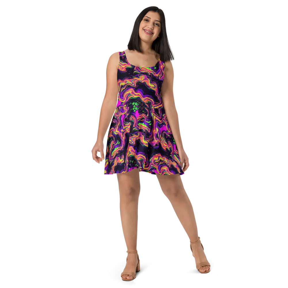 Acidwave on Skater Dress — Front