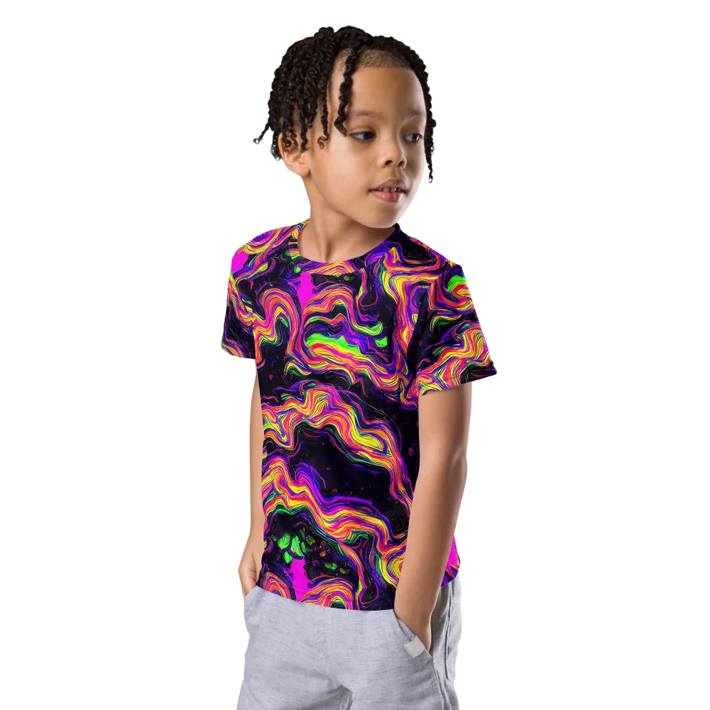 Acidwave on Kids Crew Neck T-Shirt — Left Front
