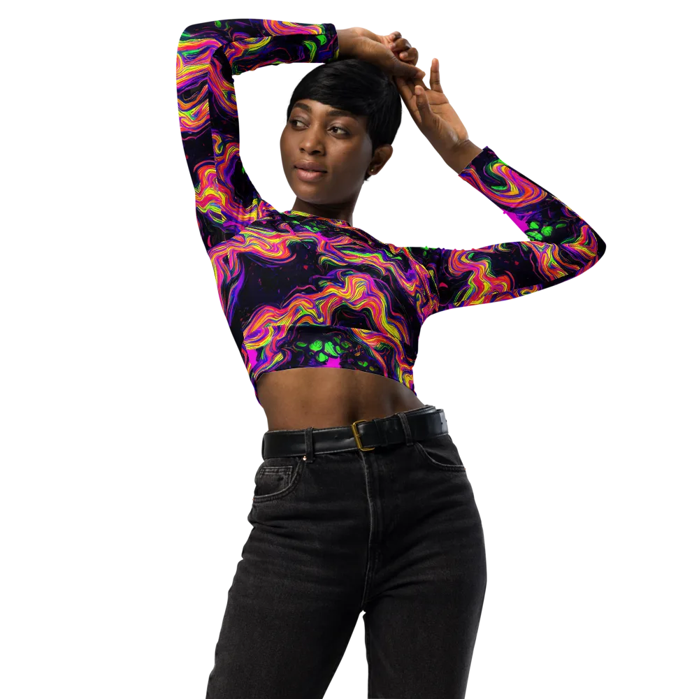Acidwave on Long Sleeve Crop Top — Front