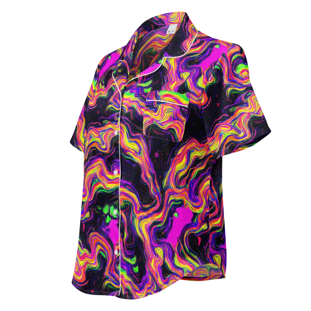 Acidwave on Women's Short Sleeve Pajama Top — Left Front