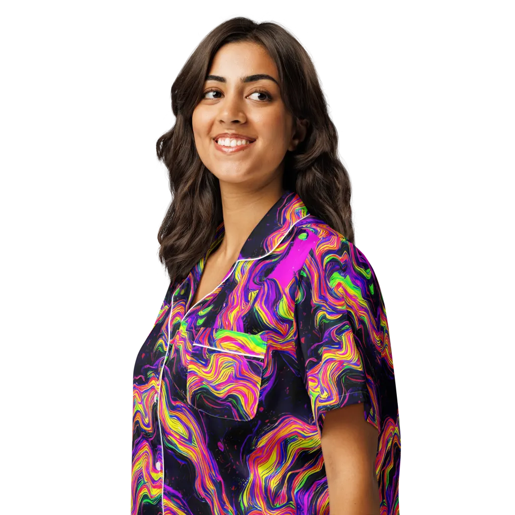 Acidwave on Women's Short Sleeve Pajama Top — Left Front