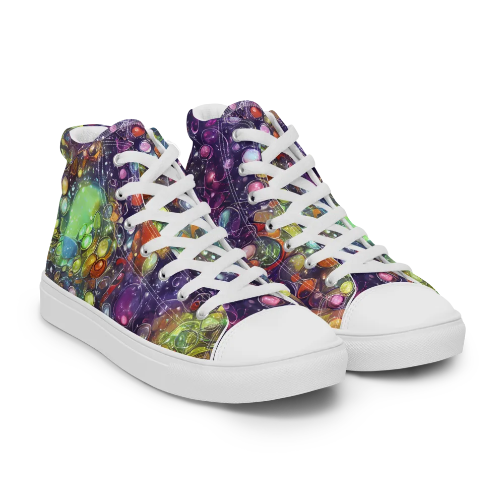 Galactic Nectar on Men's High Top Canvas Shoes — Right Front