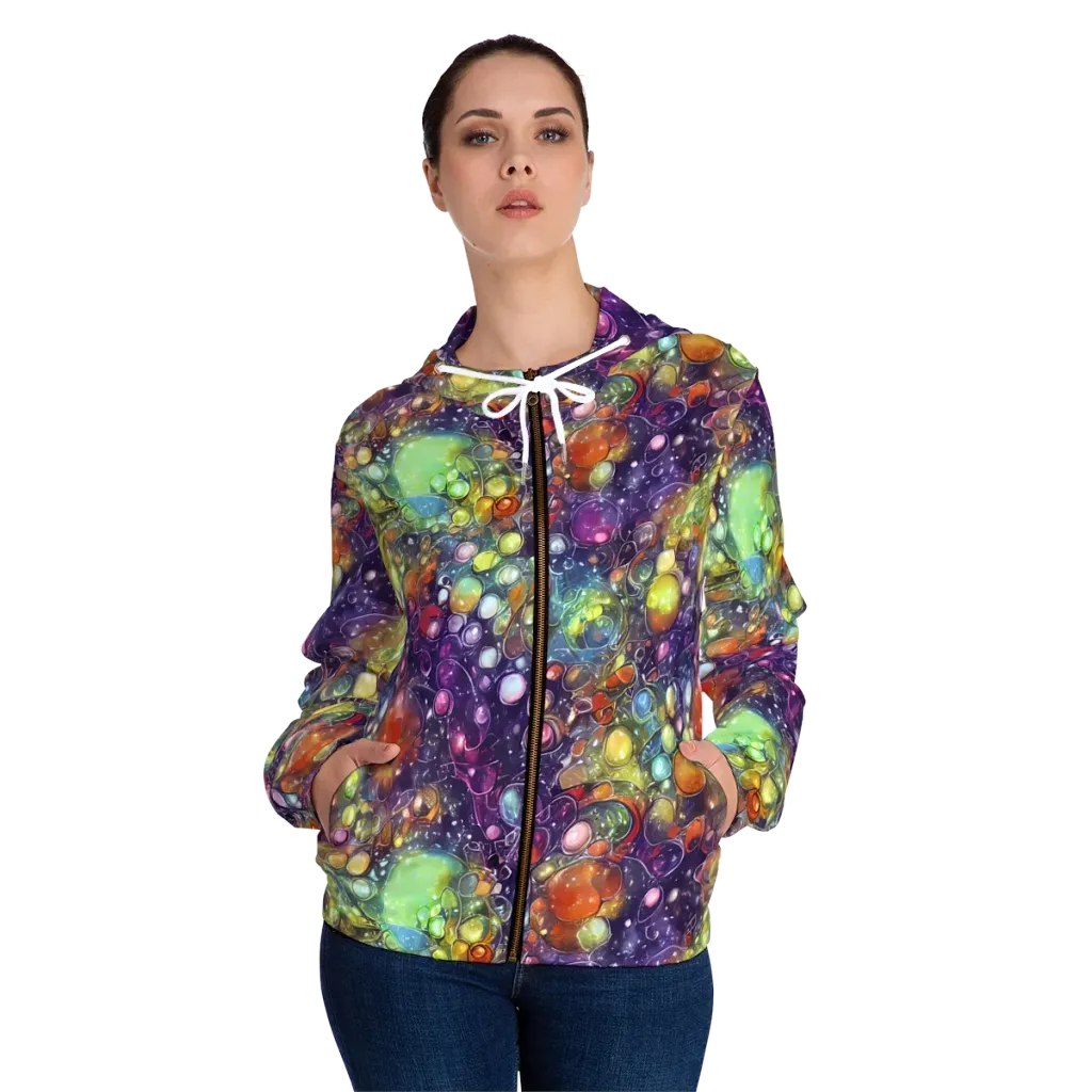 Galactic Nectar on Women's Full-Zip Hoodie — Front On Person