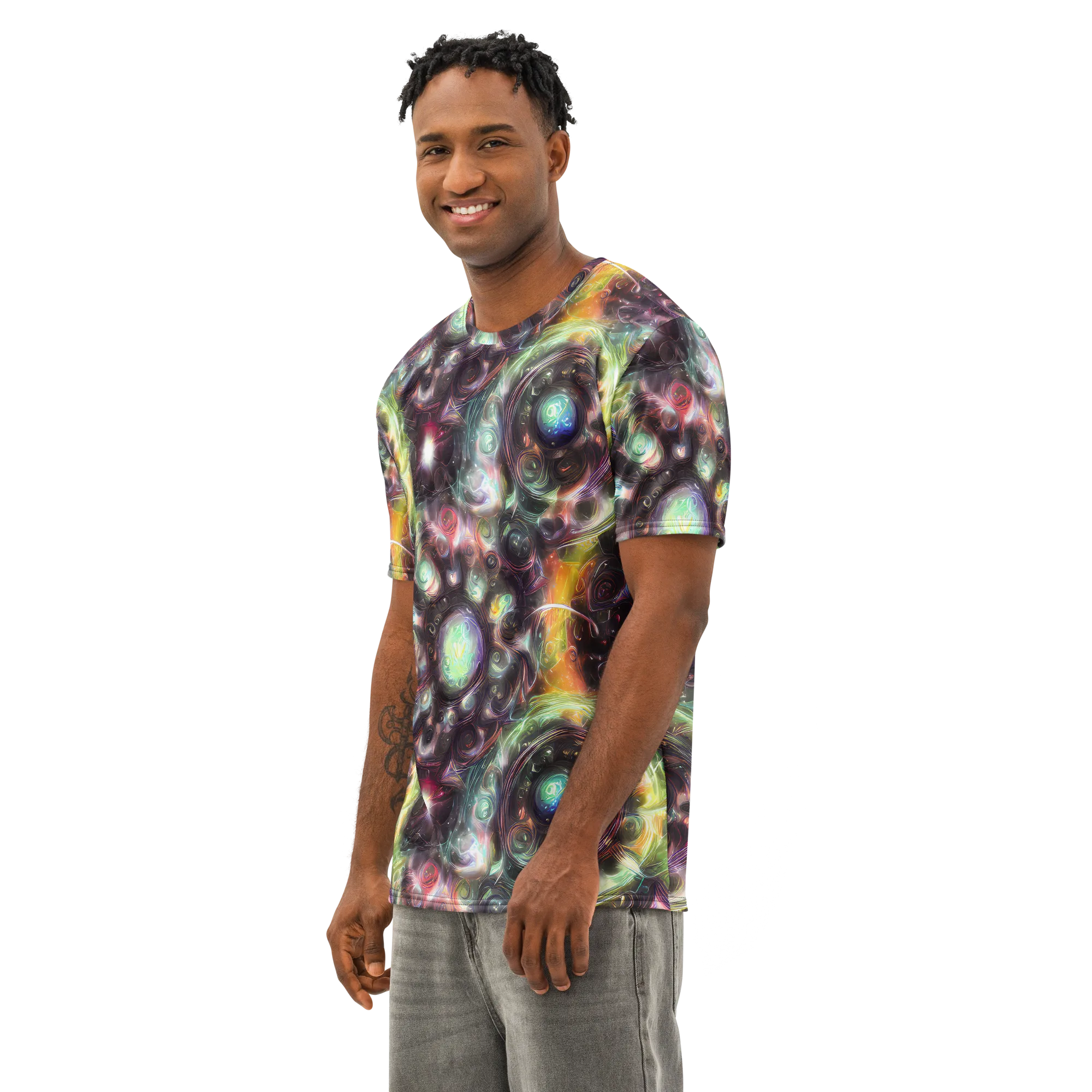 Opal Afterdark on Men's Cotton Crew Neck T-Shirt — Left Front