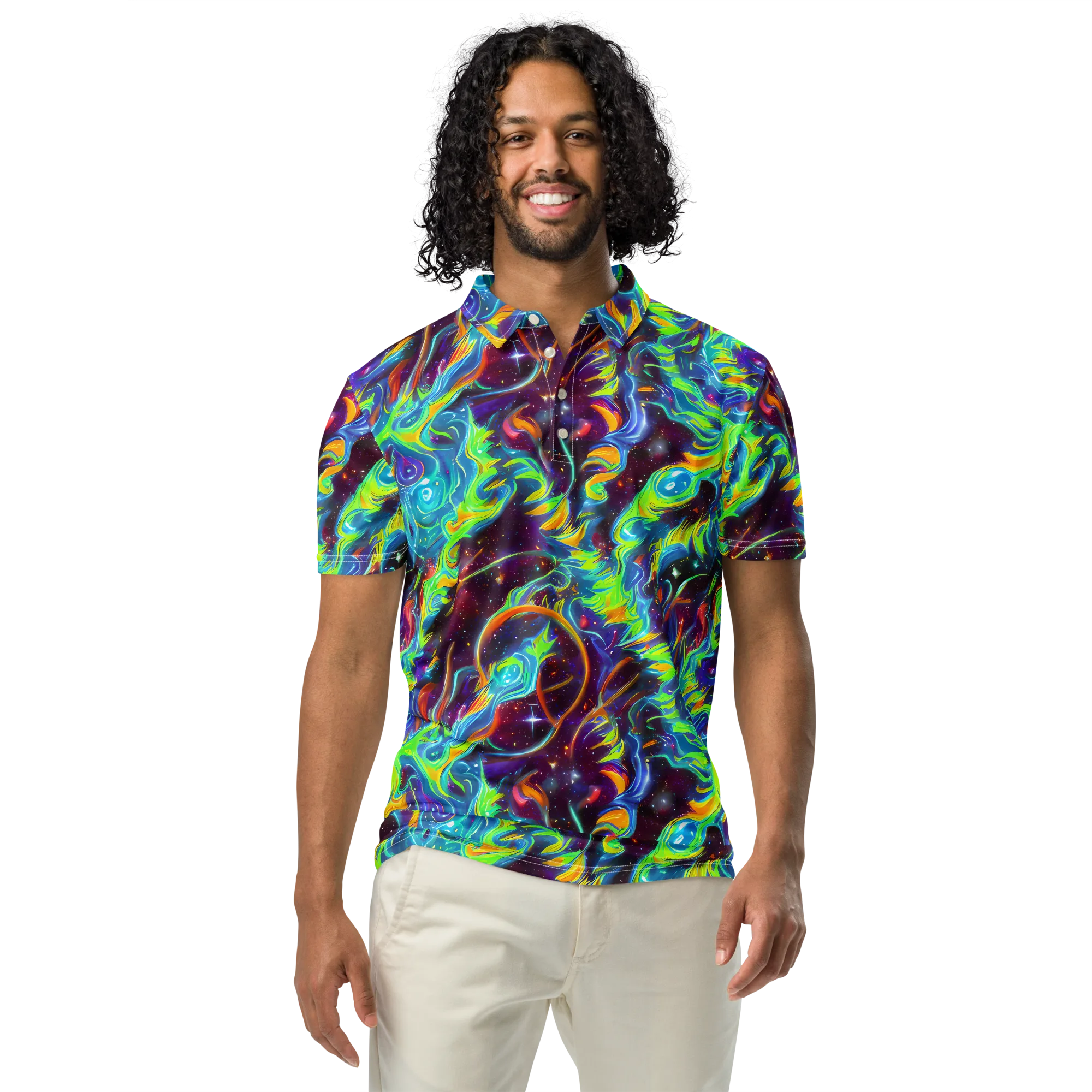 Nova Ribbons on Men's Slim Fit Polo Shirt — Front