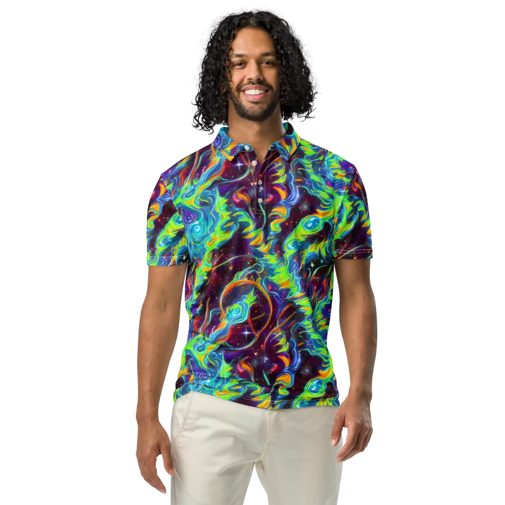 Nova Ribbons on Men's Slim Fit Polo Shirt — Front