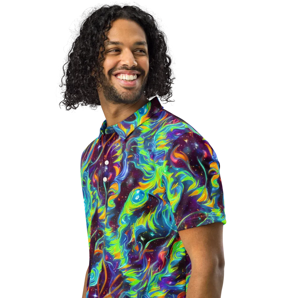 Nova Ribbons on Men's Slim Fit Polo Shirt — Left Front